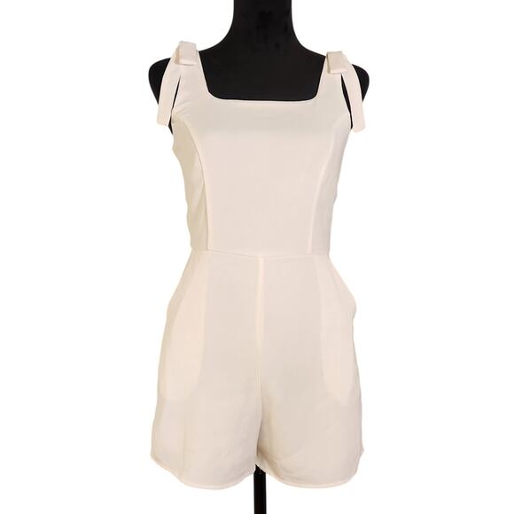 SHE + SKY White Sleeveless Romper with Bows, Size Small - Picture 1 of 11